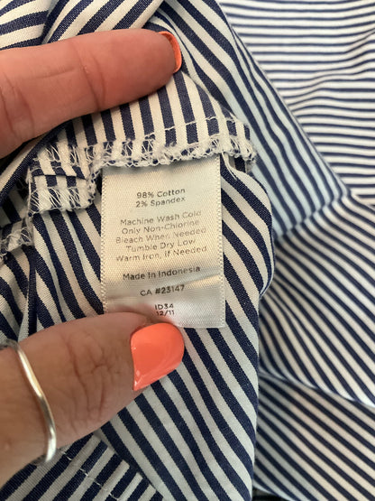 Talbots Petites Beaded Neckline Striped Shell Top Blue White Size 12P