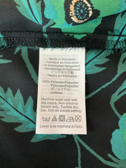 J.Crew Black/Green Sleeveless J. Crew Black &amp; Green Poppy Floral Sleeveless Shell Top Size 12 - Size 12