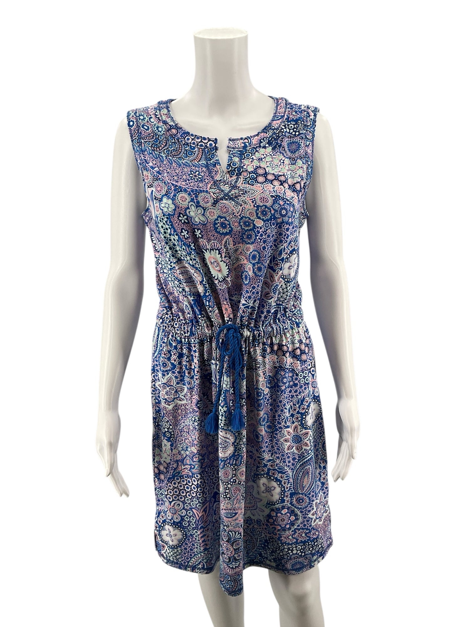 T by Talbots Blue/Pink/White Floral Pre-Owned Ladies Dress - Size Medium