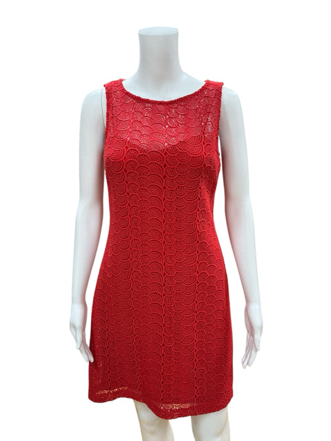 Black Red Crochet Pre-Owned Ladies Dress - Size 4