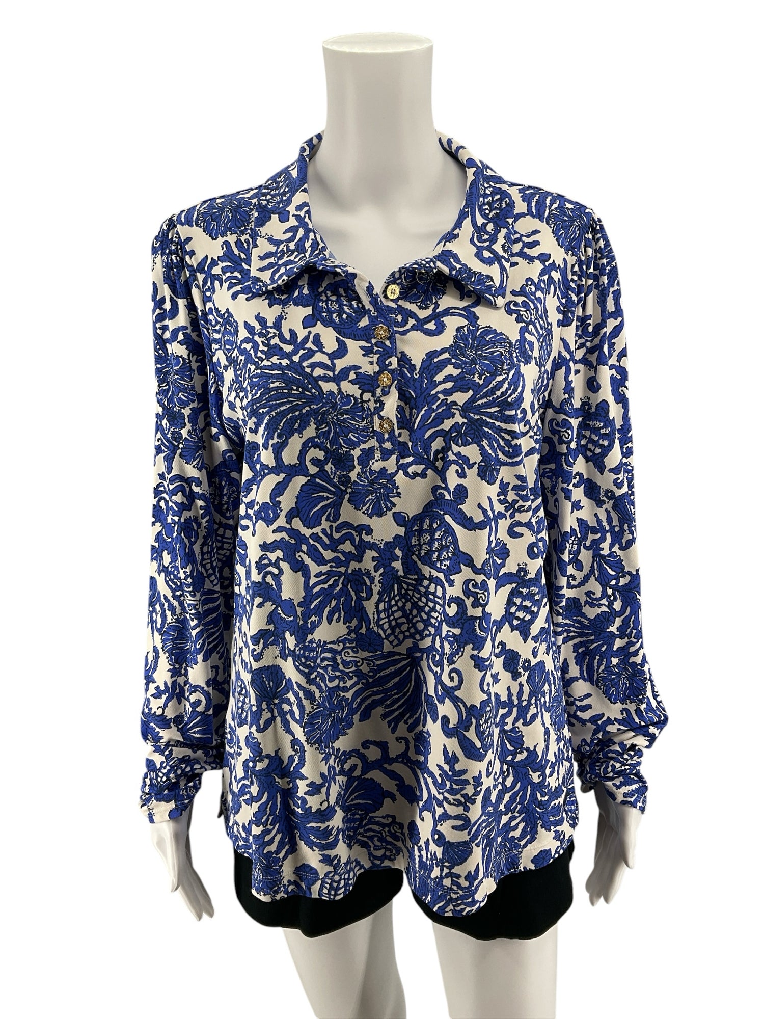 Lilly Pulitzer Size XL blue/white Pre-Owned Ladies Tops