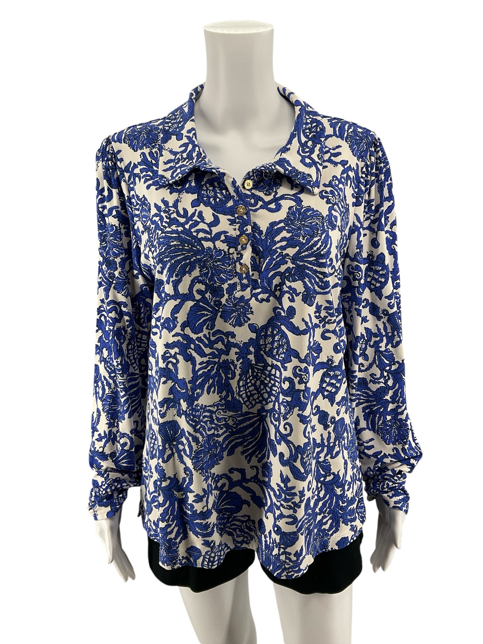 Lilly Pulitzer Size XL blue/white Pre-Owned Ladies Tops