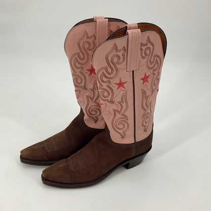 Lucchese Brown/Pink Western Boots Size 7.5