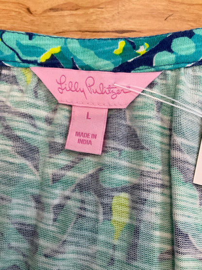 Lilly Pulitzer Luxletic Tait Tunic Top High Tide Navy Lucky Bamboo Size Large
