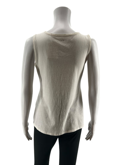 LOFT Ann Taylor Sequin Front Sleeveless Tank Top Cream Small
