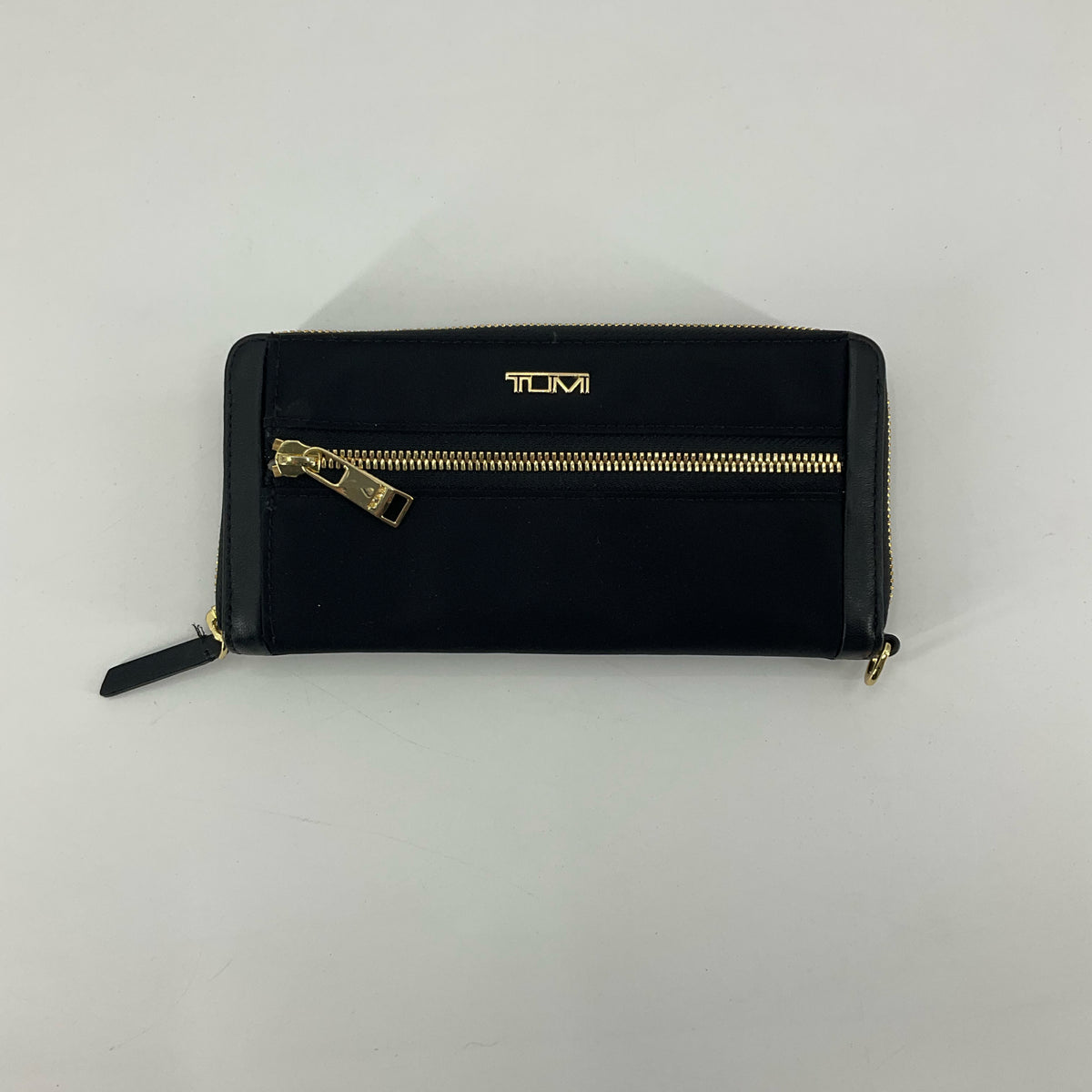 Tumi Black Zip-Around Continental Wallet | Gold-Tone Hardware - ONLINE ONLY