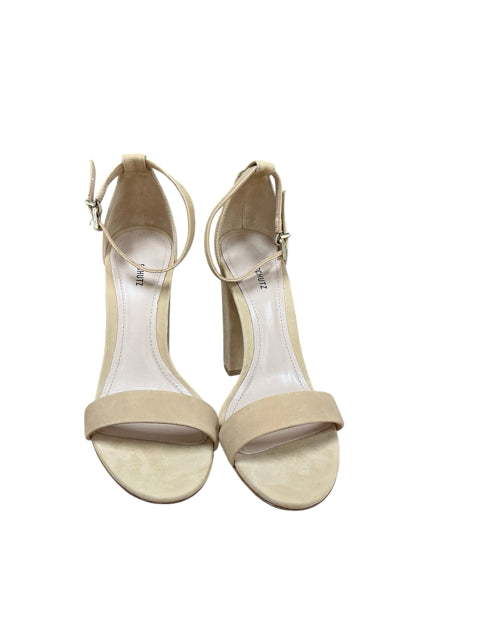 Schutz Sonia Suede Ankle Strap Block Heel Sandal Tan Size 7.5 - ONLINE ONLY