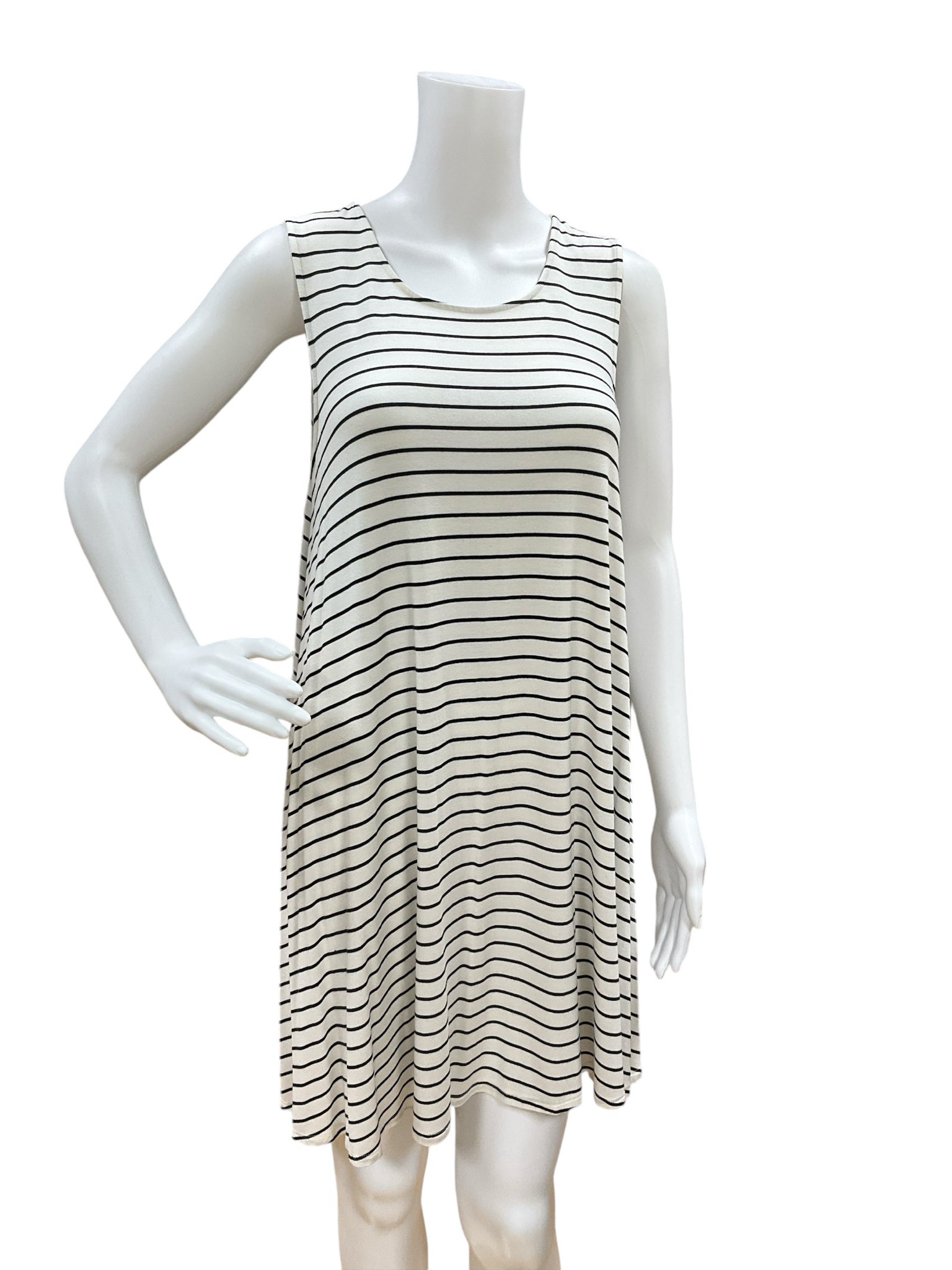 American Eagle White/Black Stripe Dress Size Small - close up