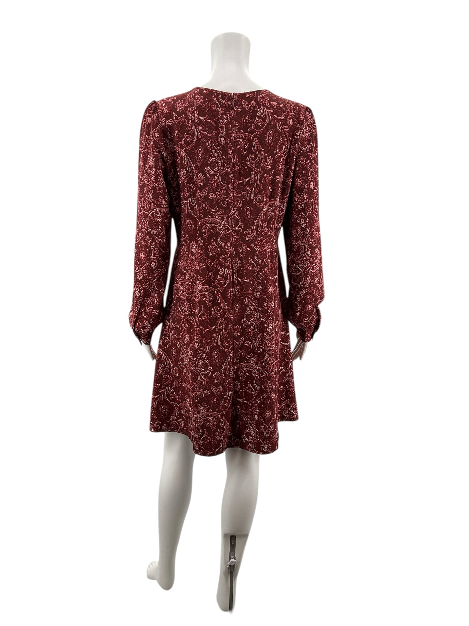 Loft Maroon Paisley Pre-Owned Ladies Dress - Size 6