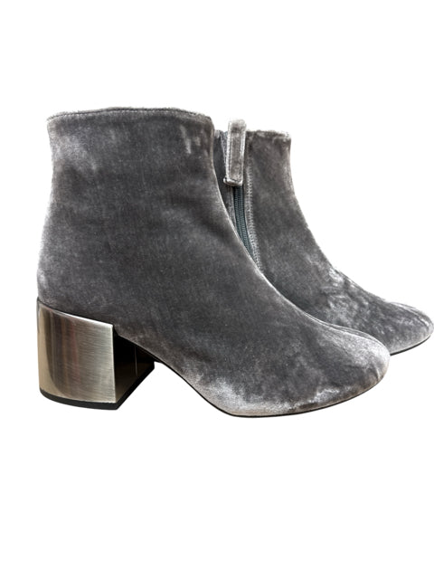 Topshop Babette Gray Velvet Sock Boots Metallic Block Heel | Size 7.5 NWT