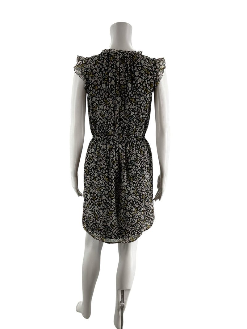 Loft Black/White/Yellow Floral Pre-Owned Ladies Dress - Size XS