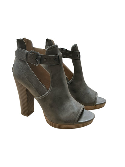 Report Signature Fairfax Gray Suede Peep Toe Ankle Booties | Size 7.5
