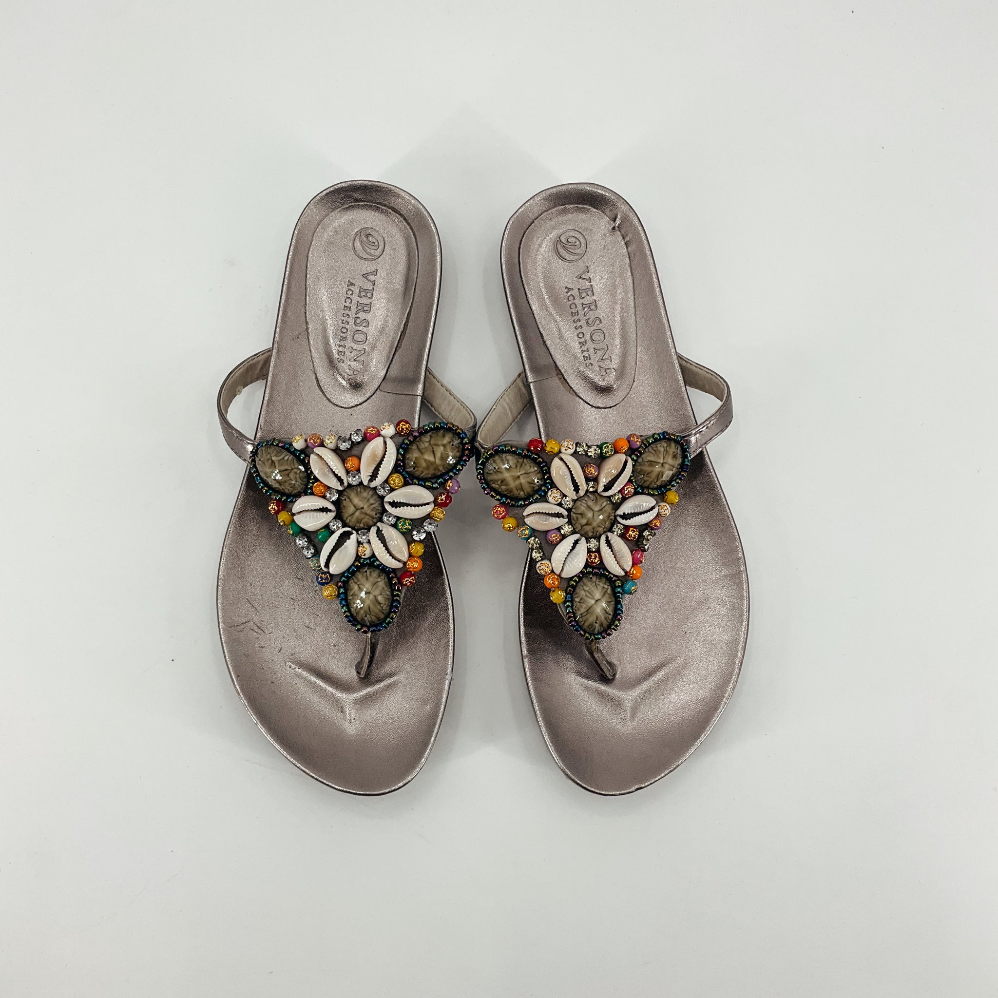 Versona Shoe Size 7 Gray Shells Pre-Owned Ladies Sandals