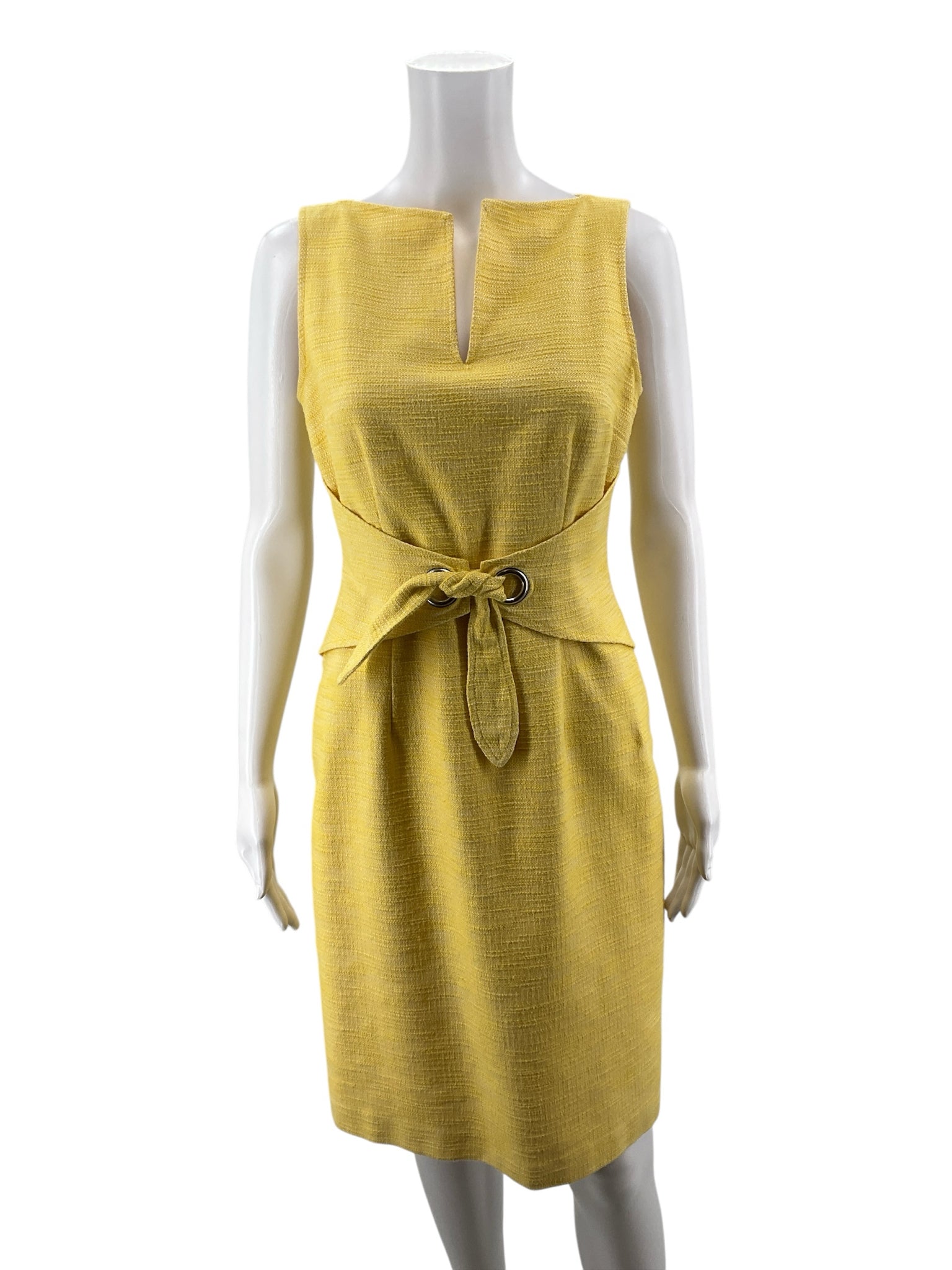 David Meister Yellow Textured Pre-Owned Ladies Dress - Size 4