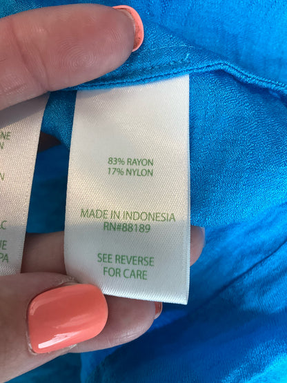 Lilly Pulitzer Katalina Top Size Large Turquoise Ruffle Square Neck Blouse NWT