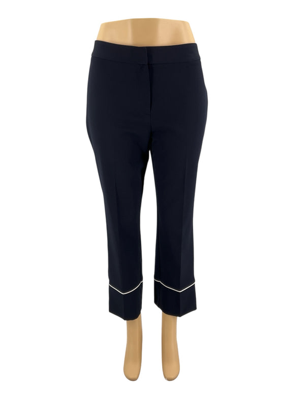 Tahari Navy/White Solid Pre-Owned Ladies New With Tags Pants - Size 8