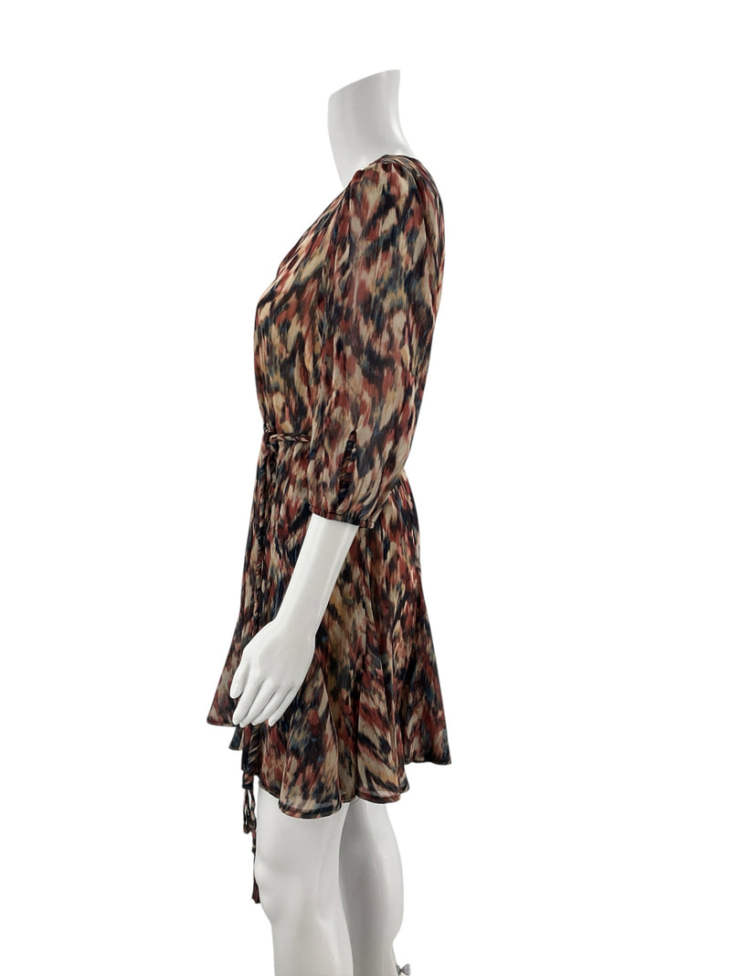 Evereve Rrust/Navy Print Pre-Owned Ladies Dress - Size XS