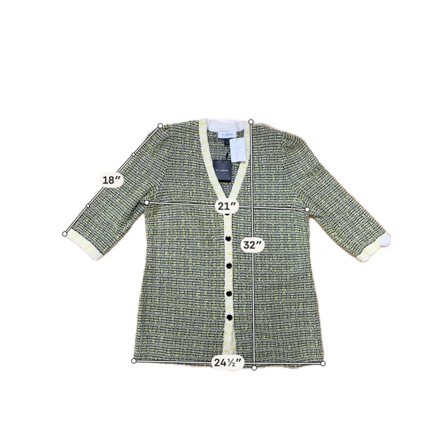 St. John Collection Navy/yellow Jacket Citron &amp; Navy Boucle Knit Topper Jacket NWT Size XL - Size XL