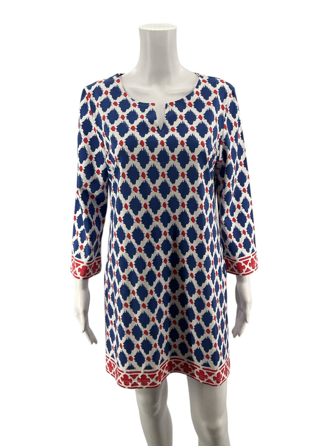 Barbara Gerwit white/red/blue Shift Barabara Gerwit White/Red/Blue Print Pre-Owned Ladies Dress - Size XL - Size XL