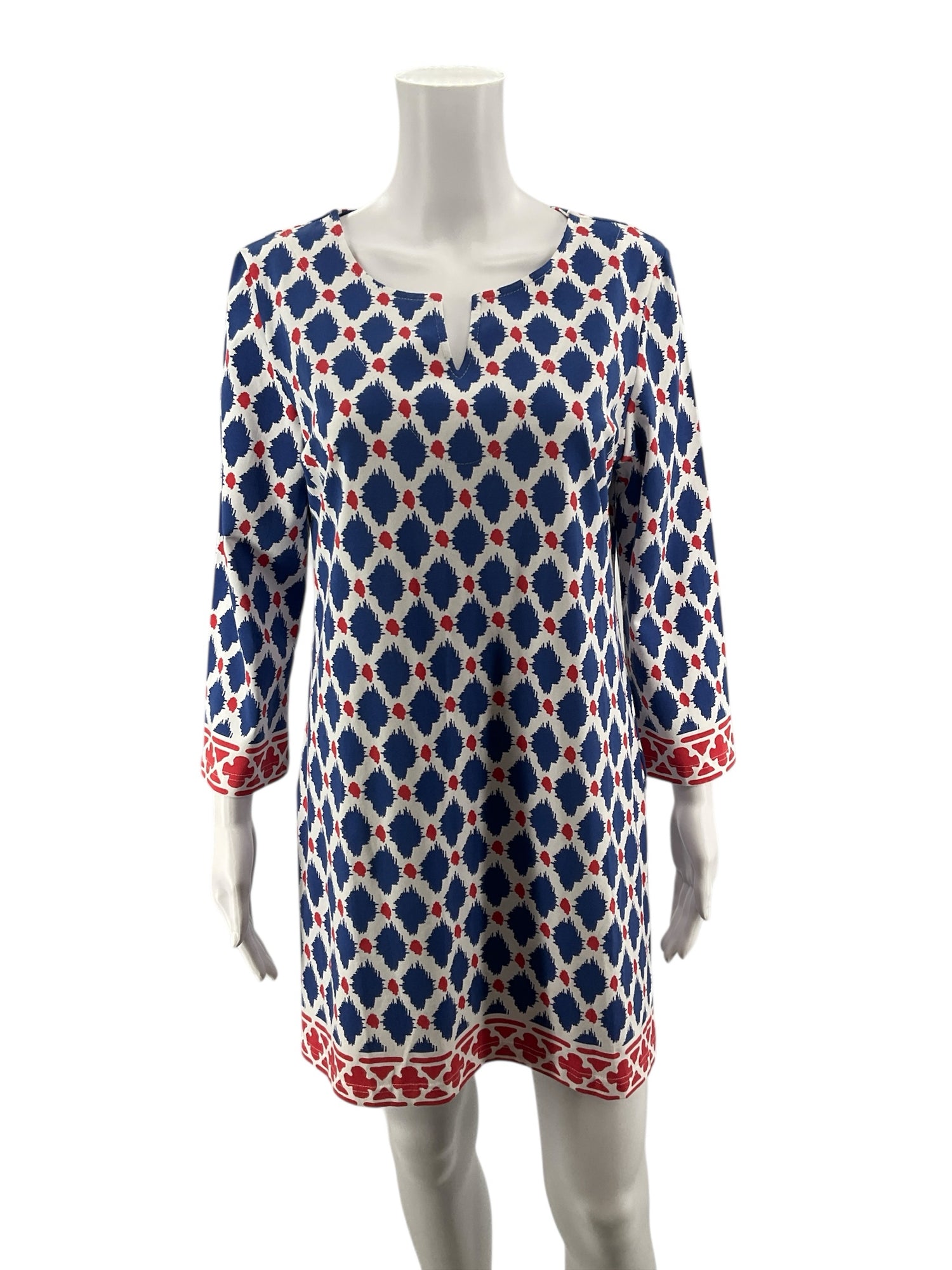 Barbara Gerwit white/red/blue Shift Barabara Gerwit White/Red/Blue Print Pre-Owned Ladies Dress - Size XL - Size XL
