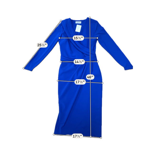 Chiara Boni La Petite Robe Amice Blue Surplice Long Sleeve Midi Dress Size 12