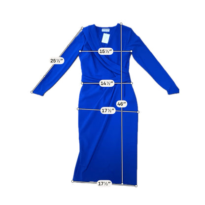 Chiara Boni La Petite Robe Amice Blue Surplice Long Sleeve Midi Dress Size 12