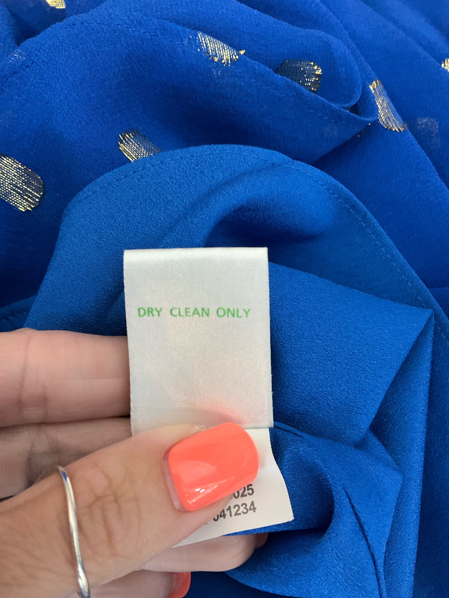 Lilly Pulitzer Marci One Shoulder Silk Dress Royal Blue Gold Metallic Size 2