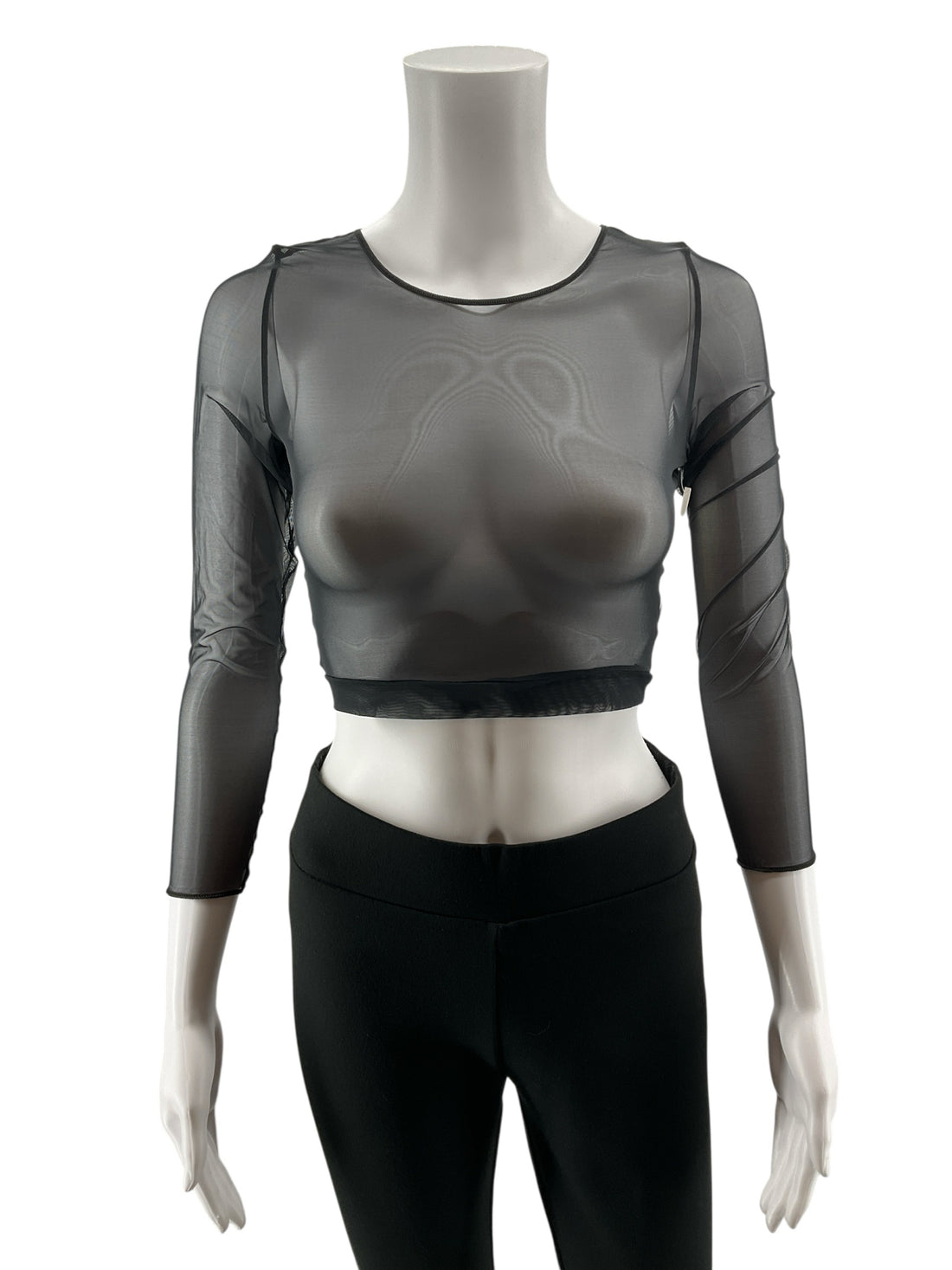 Spanx Sheer Fashion Long Sleeve Crop Top Black Size XL NWT