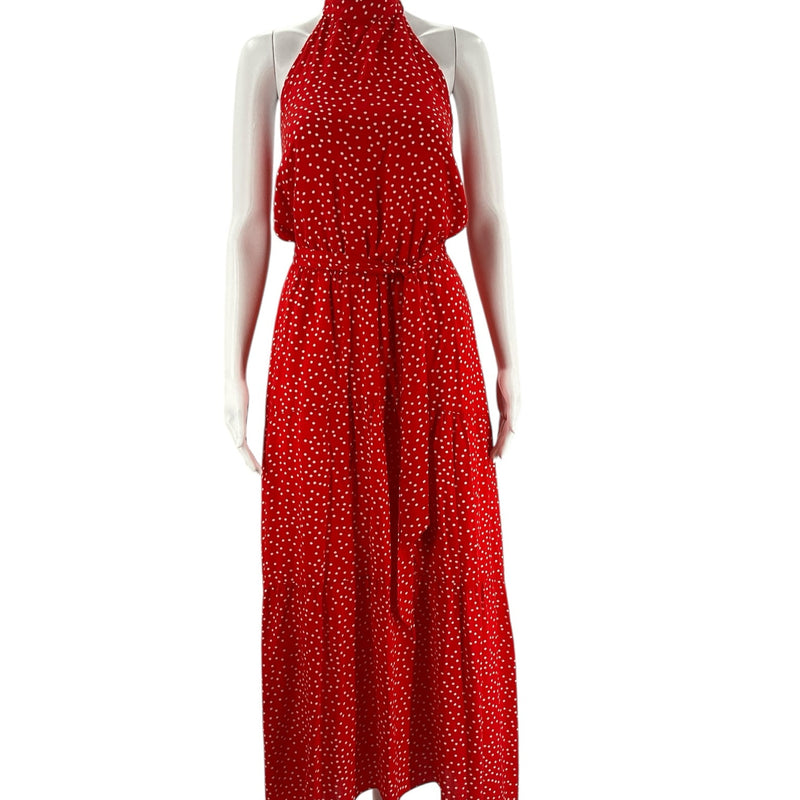 Red White Polka Dot Halter Maxi Dress – Size Small, Excellent Pre-Owned - Margaret’s Fine Consignment