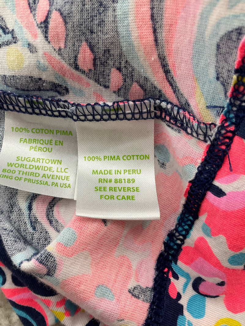 Lilly Pulitzer Pink/Navy/White Print Pre-Owned Ladies Dress - Size Medium