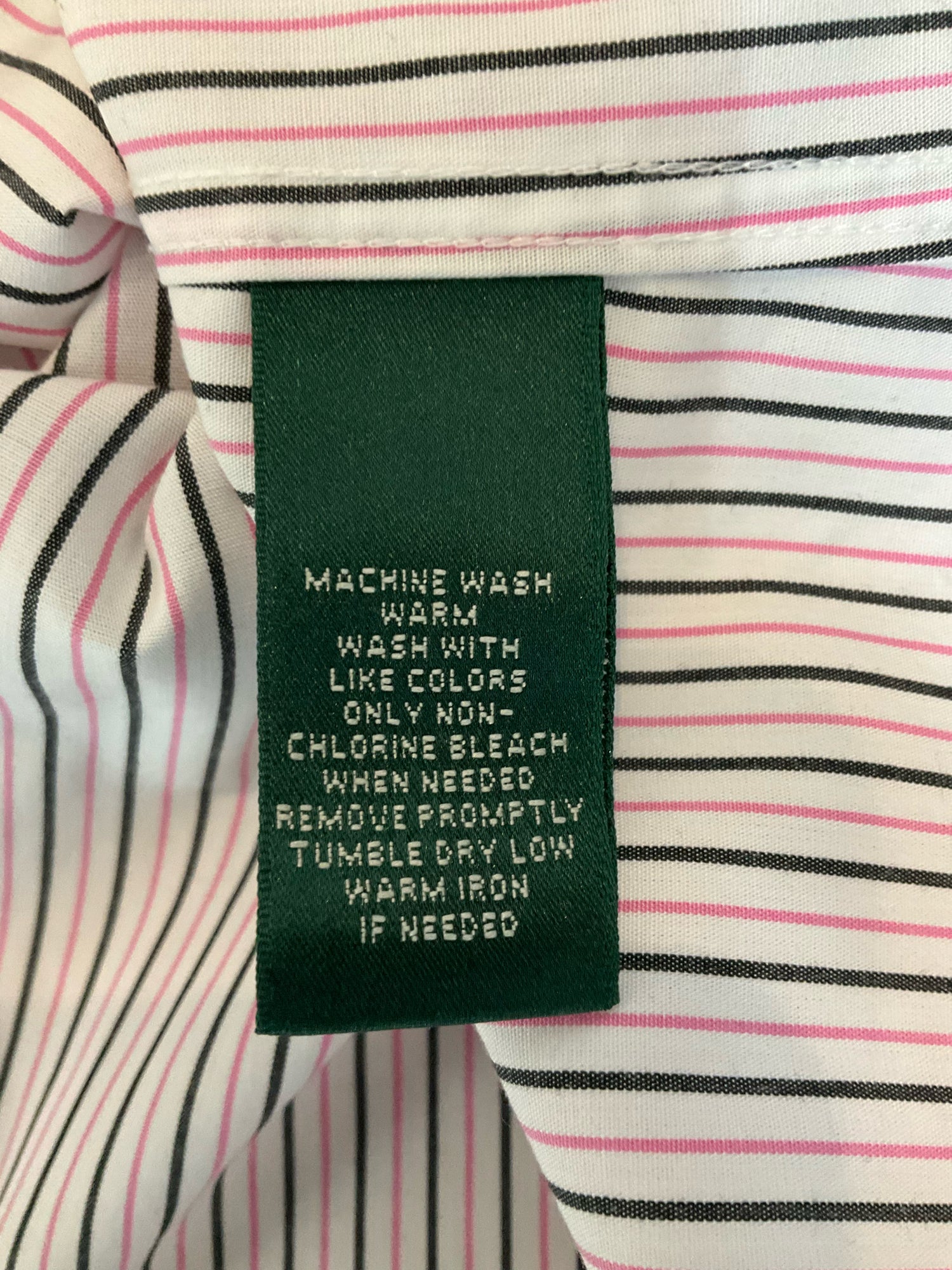 Lauren Ralph Lauren Pink &amp; Black Stripe Button-Down Shirt Size XL