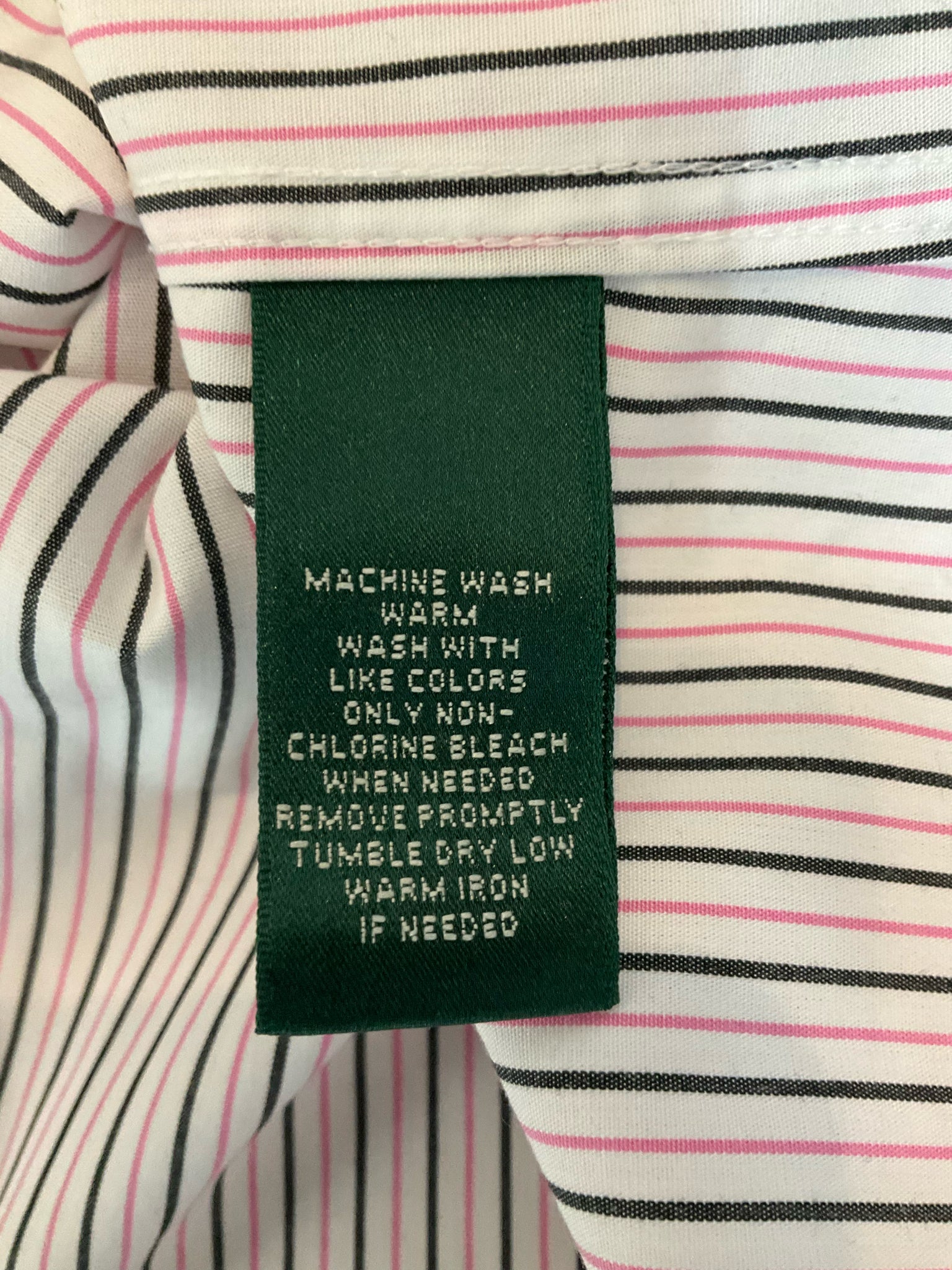 Lauren Ralph Lauren Pink &amp; Black Stripe Button-Down Shirt Size XL
