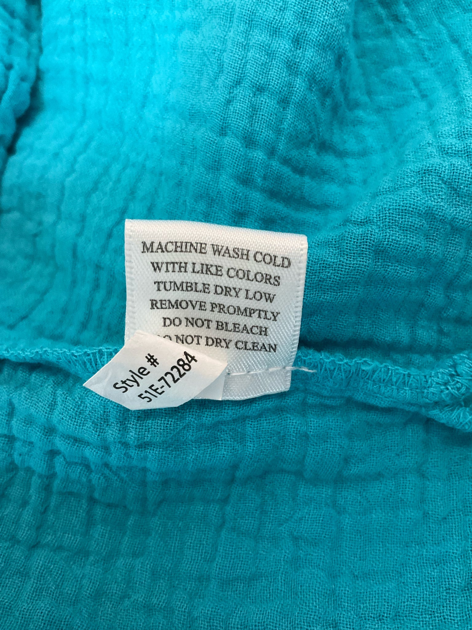 bobi Los Angeles Gauze V-Neck Tank Top Braided Trim Turquoise Medium