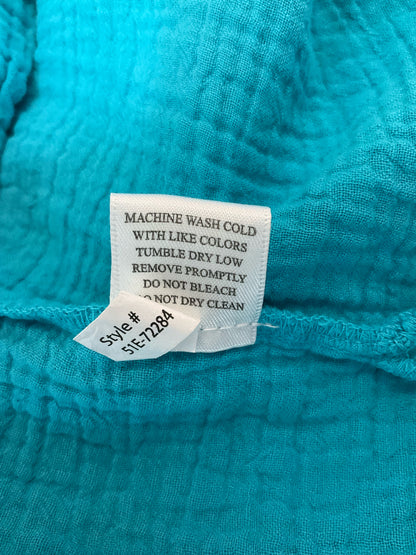 bobi Los Angeles Gauze V-Neck Tank Top Braided Trim Turquoise Medium