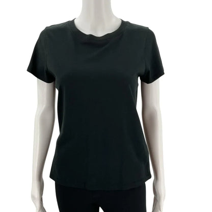 Madewell black solid short sleeve top in size small, featuring a classic fit and soft fabric. Excellent pre-owned condition.