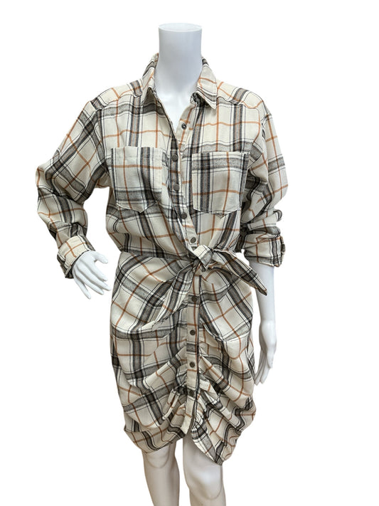 Fate Size L Tan/black Plaid Dress