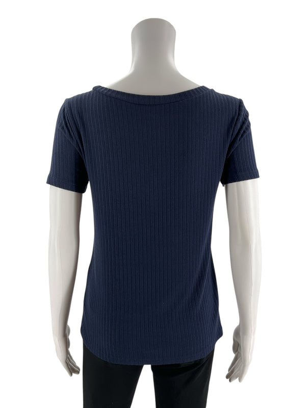 Loft Navy Ribbed Pre-Owned Ladies Top - Size Small