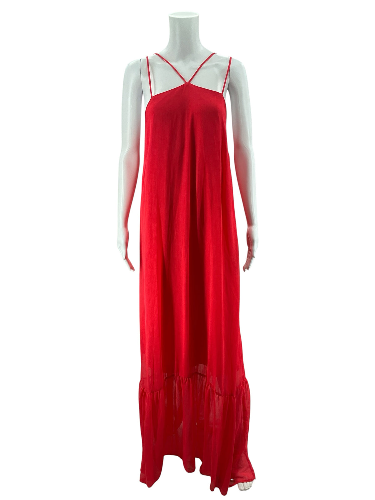 GB Neon Red Tiered Spaghetti Strap Maxi Dress Size Large - ONLINE ONLY