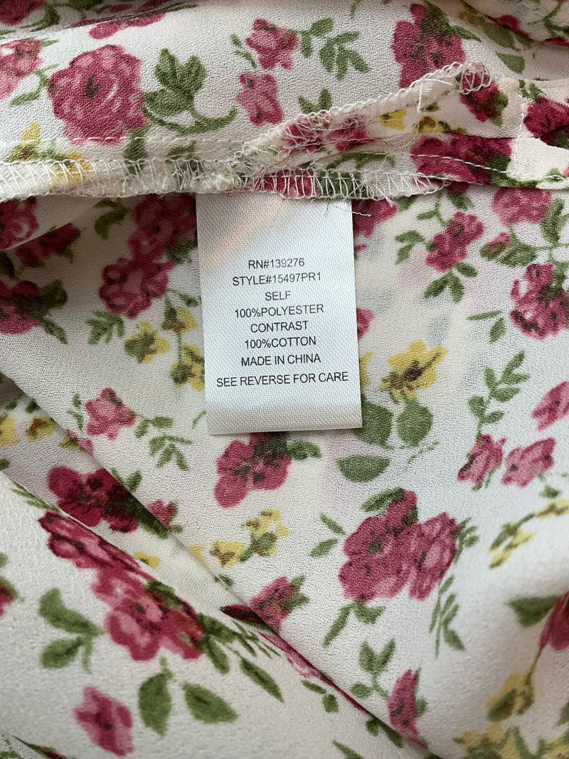 Daniel Rainn Cream/Multi Floral Pre-Owned Ladies Top - Size Medium