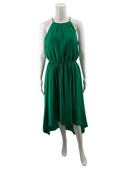 Banana Republic Emerald Green Halter Neck Tiered Hi-Lo Midi Dress Size 2
