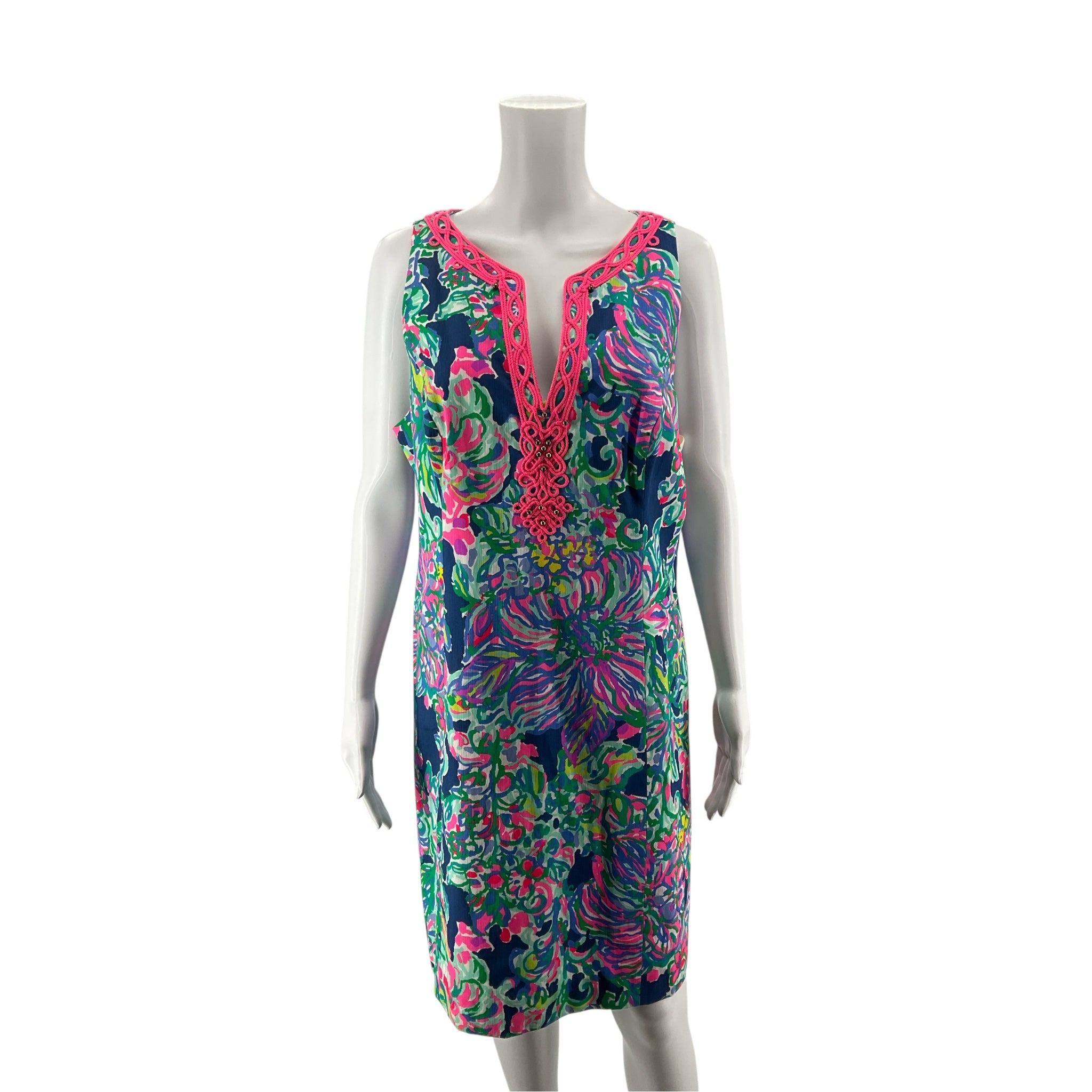 Lilly Pulitzer Jackie Shift Dress Tiki Pink Psychedelic Sunshine Size 14 NWT