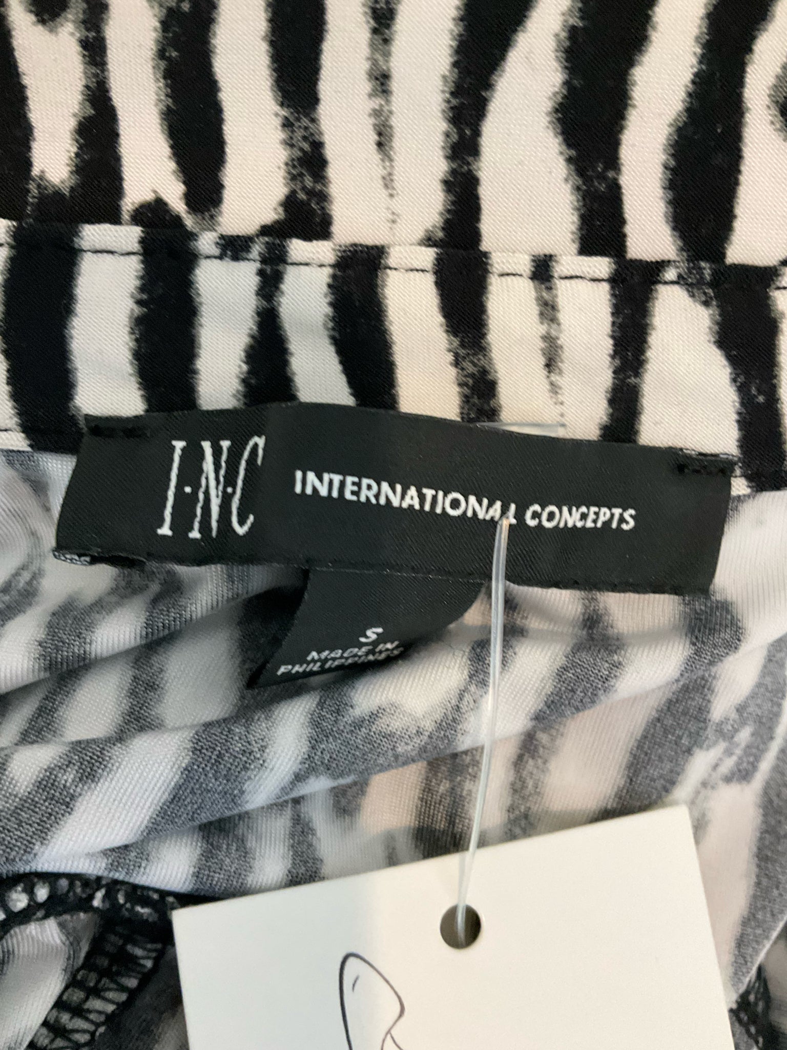 I·N·C International Concepts Zebra Print Ruched Shirt Dress Size Small