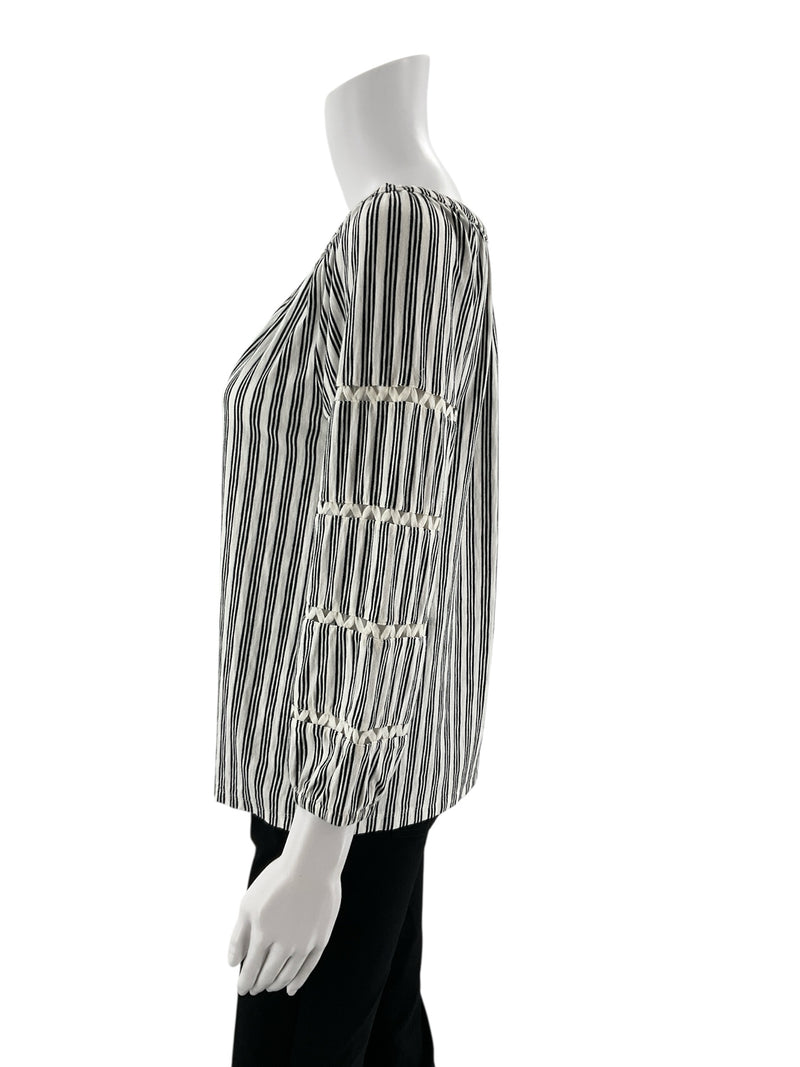 Talbots White/Black Stripe Pre-Owned Ladies Top -  Size XS