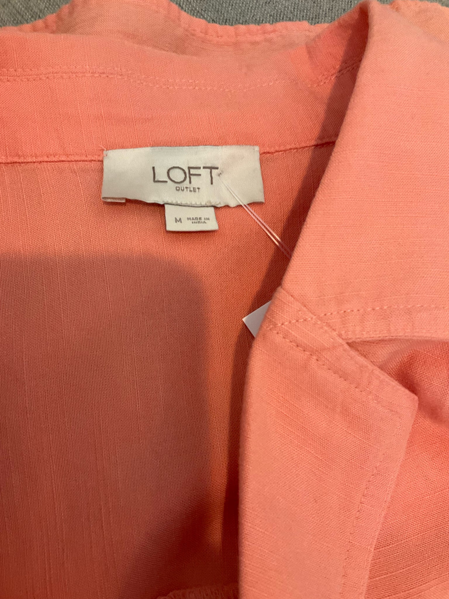 LOFT Outlet Orange Cap Sleeve Coral Cotton Blend V-Neck Pocket Top Size Medium - Size M
