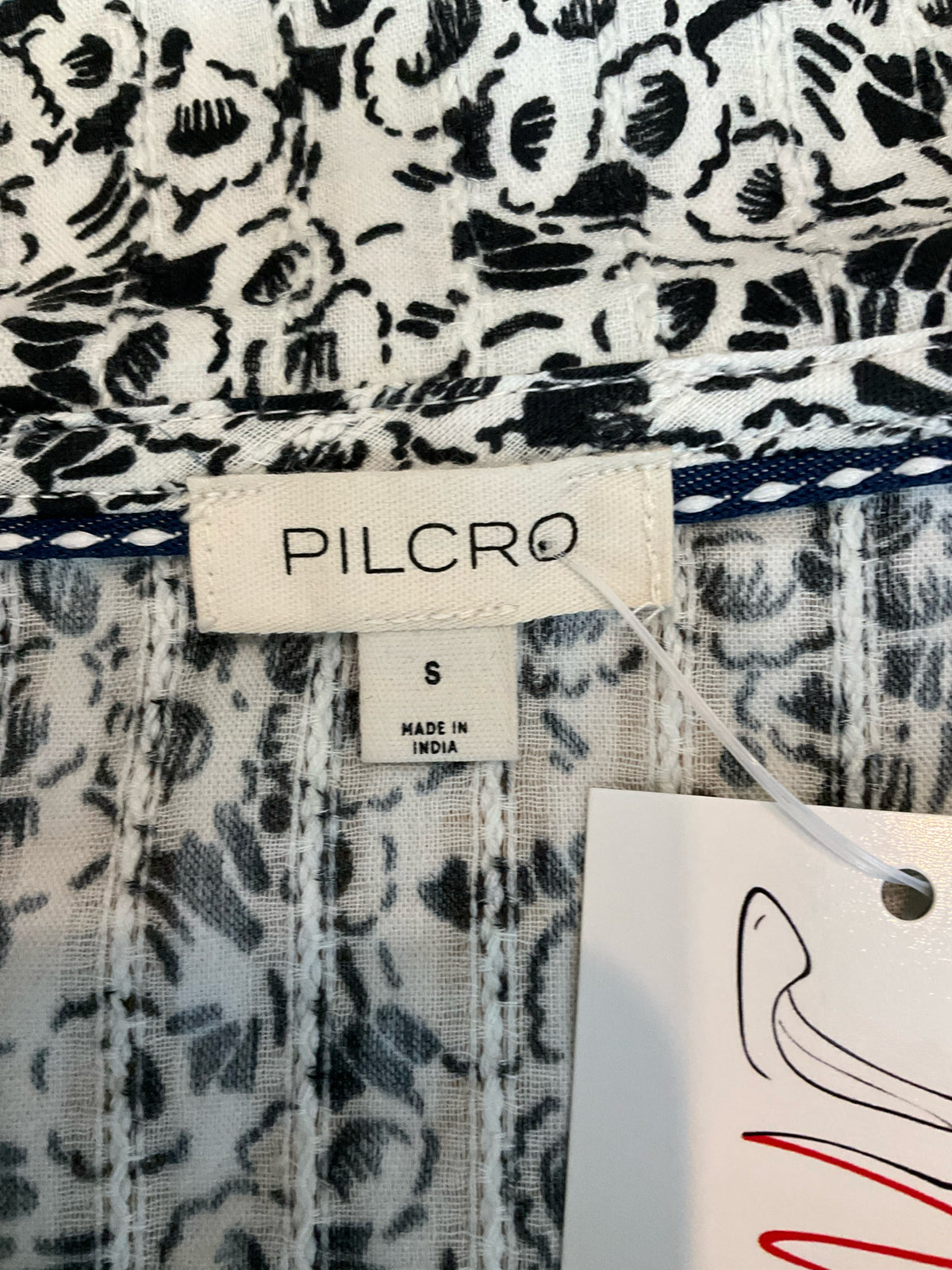 Pilcro Ruffled Floral Peplum Blouse Cream Black Print Cotton Top Size Small - ONLINE ONLY