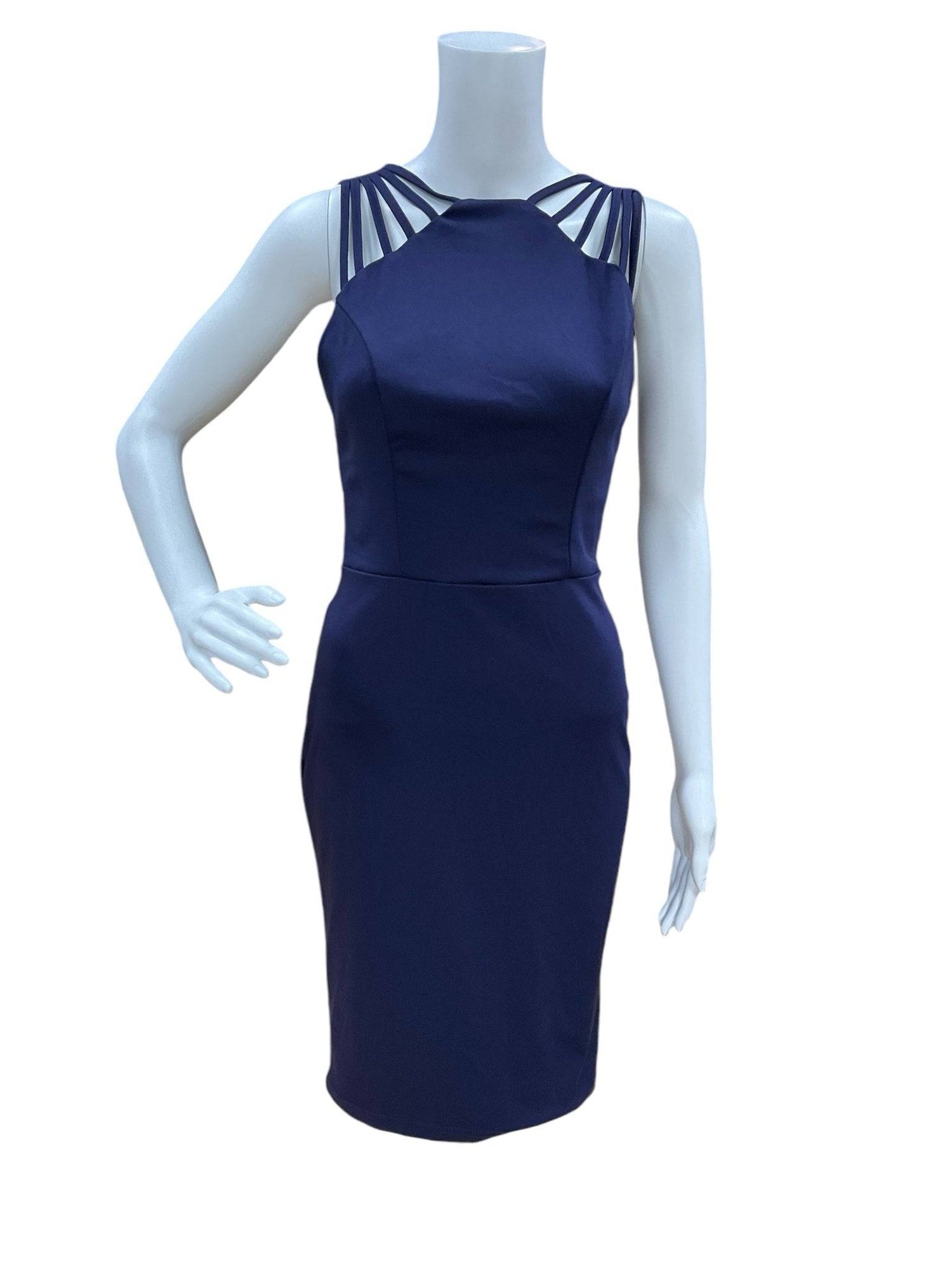 Grace Karin Navy Solid Ladies Pre-Owned Dress - Size Small - Margaret’s Fine Consignment