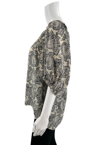 Loft Cream/Navy Paisley Pre-Owned Ladies Top - Size XL - Margaret’s Fine Consignment