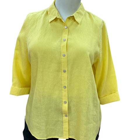Chico's Yellow Linen Pre-Owned Ladies Top - Size XL