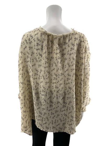 Grade &amp; Gather Cream &amp; Gray Floral Crinkle Blouse - Size S/M - ONLINE ONLY
