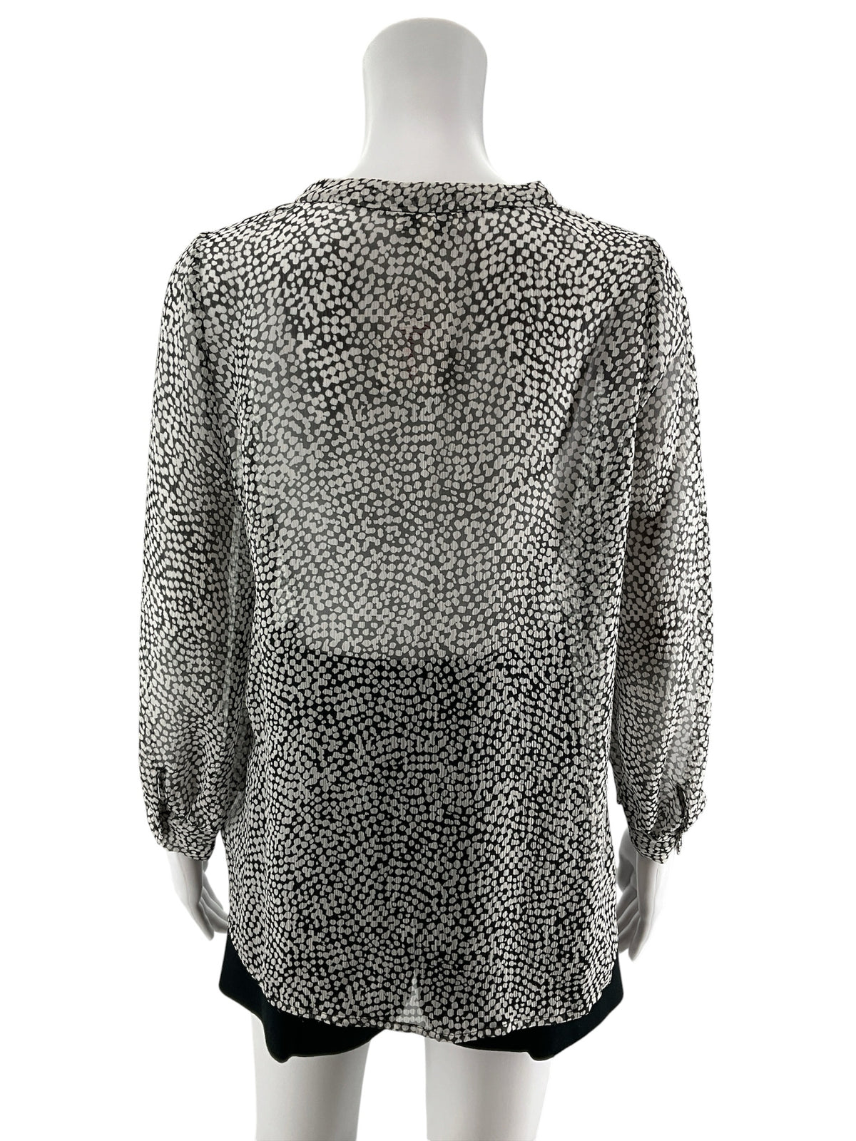 Joie Aruna Pebble Print 100% Silk Blouse Black White Sheer Top Size Small - ONLINE ONLY